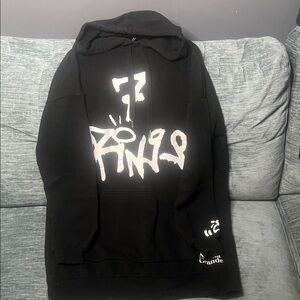 Black Hoodie dress with White Graphic Print